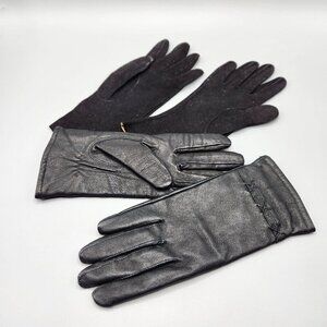 Ladies Leather Gloves Black Suede Fit Small Lined + Unlined Lot of 2